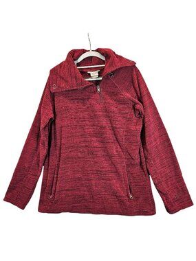 Avalanche Womens L Red Quarter-Zip Pullover fleece Zipper Pockets Thumbholes